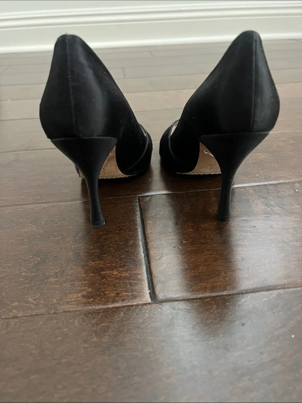 Enzo Angiolini Black Open-Toe Crisscross Pumps